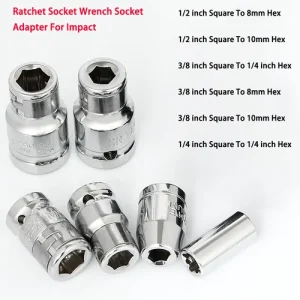 Square To Hex Ratchet Socket Wrench Socket Adapter Multiple Sizes Available